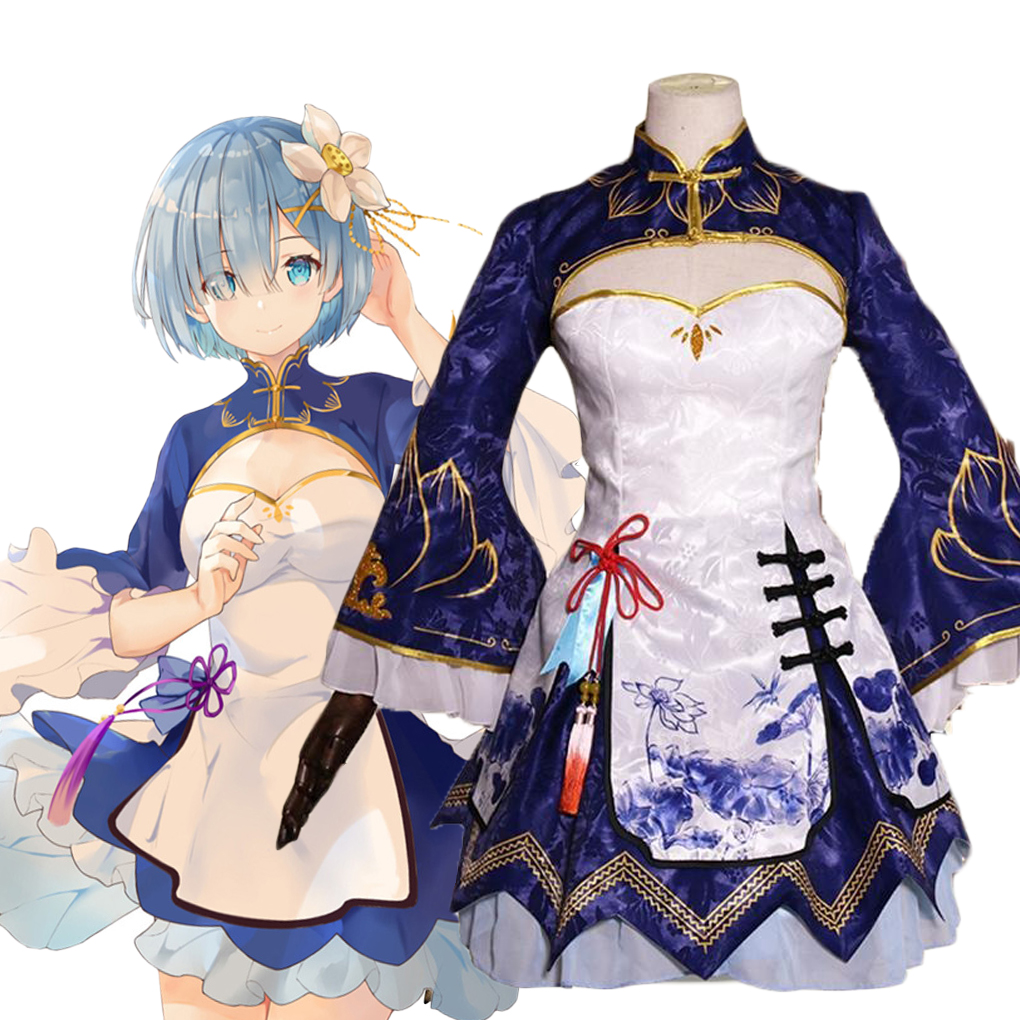 Japanese Women Lifestyle - 2025 Rem Ram Cosplay Cheongsam Anime