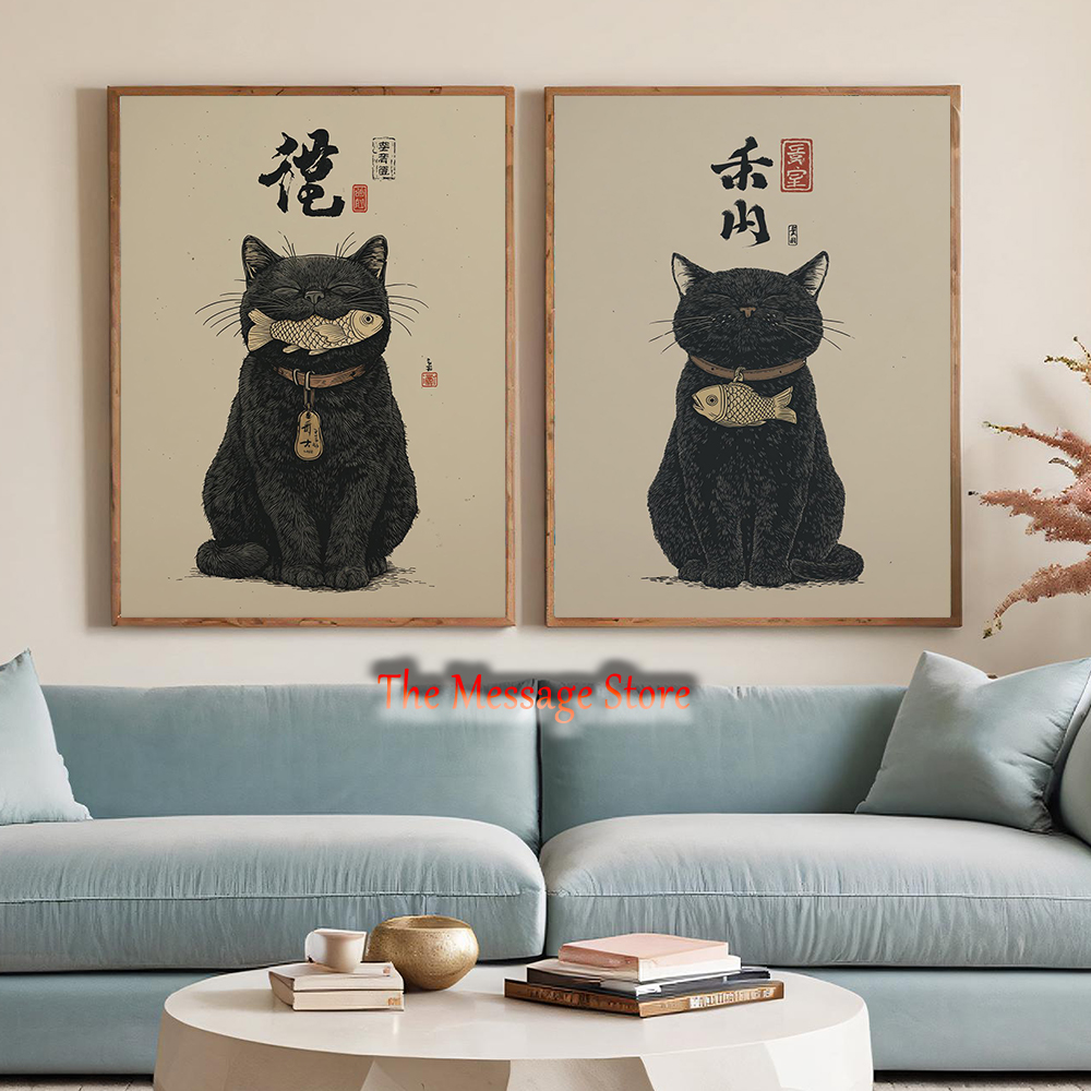 Black Lucky Cat Ukiyo-e Japane - Japanese Lifestyle And Traditions recensione e prezzo