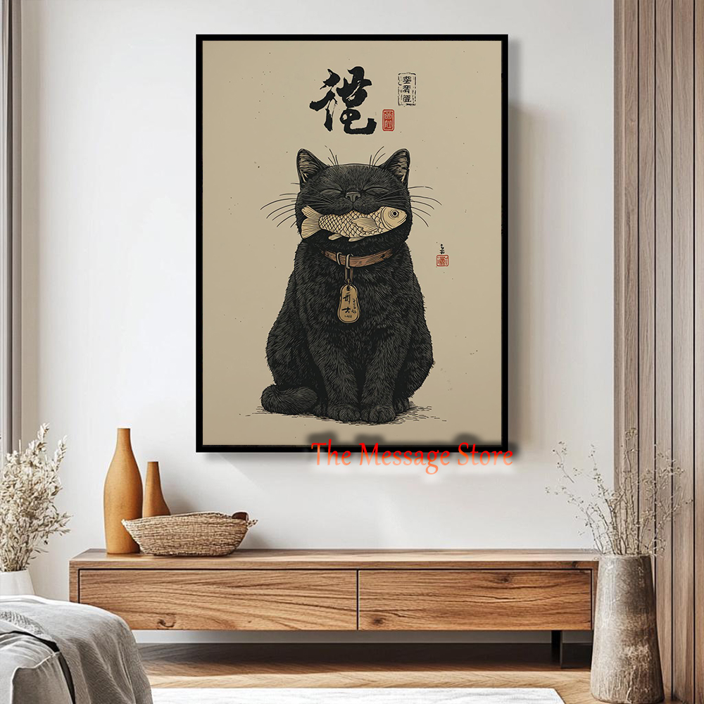 Black Lucky Cat Ukiyo-e Japane - Japanese Lifestyle And Traditions recensione e prezzo